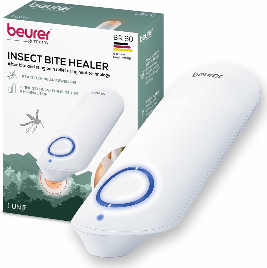 Beurer BR60 Insect Sting and Bite Relief, Bug Bite Healler for Chemical- Free Treatment of Insect Bites, Non-Toxic Natural Relief from Itching and Sweelling, for Mosquito Bite