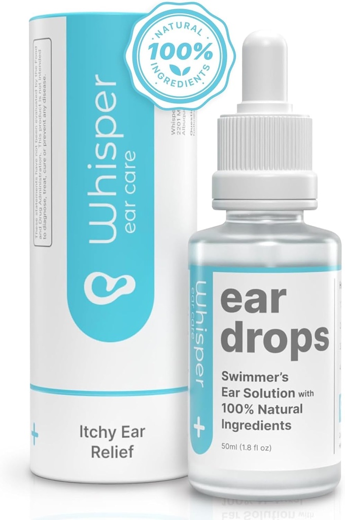 Whisper Ear Drops 126; 2oz 124; USA 124; All Natural Swimmers Ear Drops for Dewata with Itchy Ears 126; Swimmer 's Ear Combat Ear