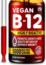 B12 Sublingual 5000 mcg Drops - Made in USA - Vegan B12 Vitamin for Energy, Mood & Memory - Sangat Bioavailable Sublinual Drops - Methylcobalamin for Women & Men - 2 f.oz.