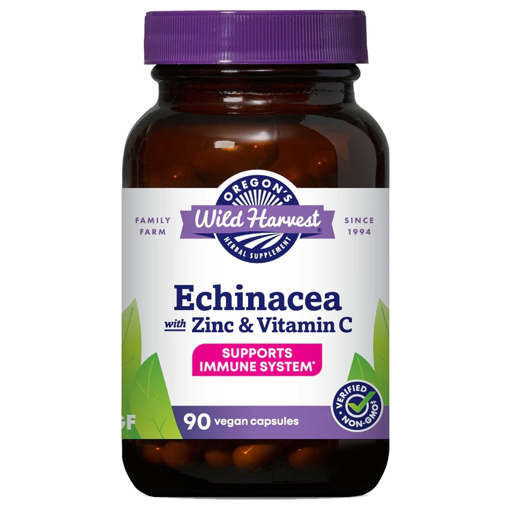 Oregon Wild Harvest Echinacea dengan Zinc dan Vitamin C Capsules, 90 Count