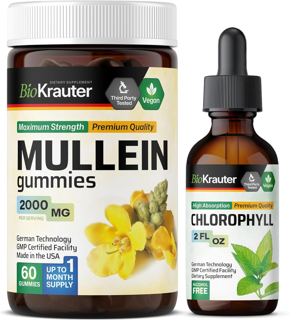 BIO KRAUTER Mullein 60 Gummies & Chlorofil Taincture 2 Fl.