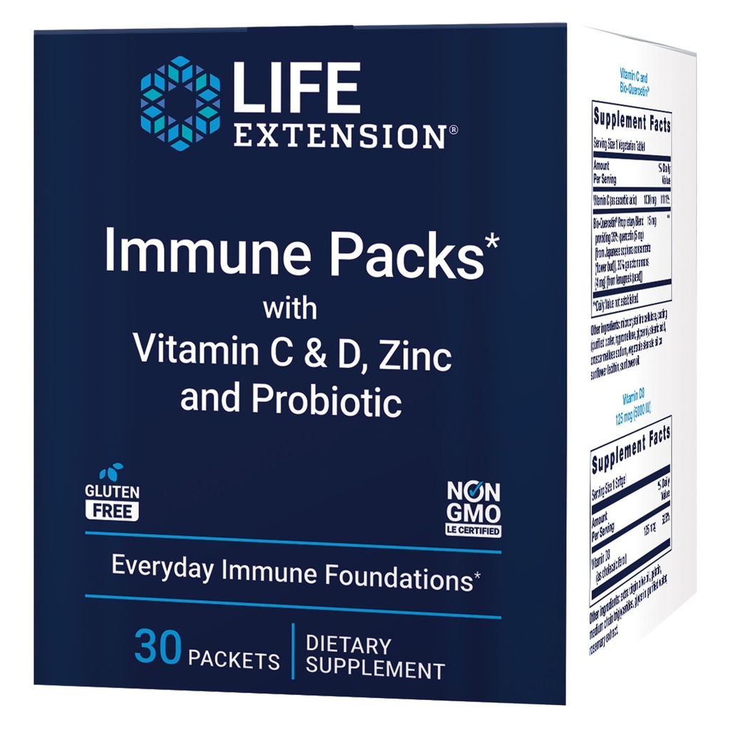 Ekstensi Hidup - Imune Packs dengan Vitamin C & D, Zinc dan Probiotic (30 Paket)