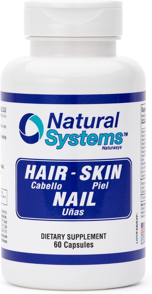 Skin dan Nails Suplemen rambut 60 kapsule oleh Natural System - Kuat Nails dan Rambut Tumbuh Vitamin untuk Perempuan dan Pria - Biotin Nails Rambut Skin dan Nails Vitamin - Vitamin Pelindung Skin