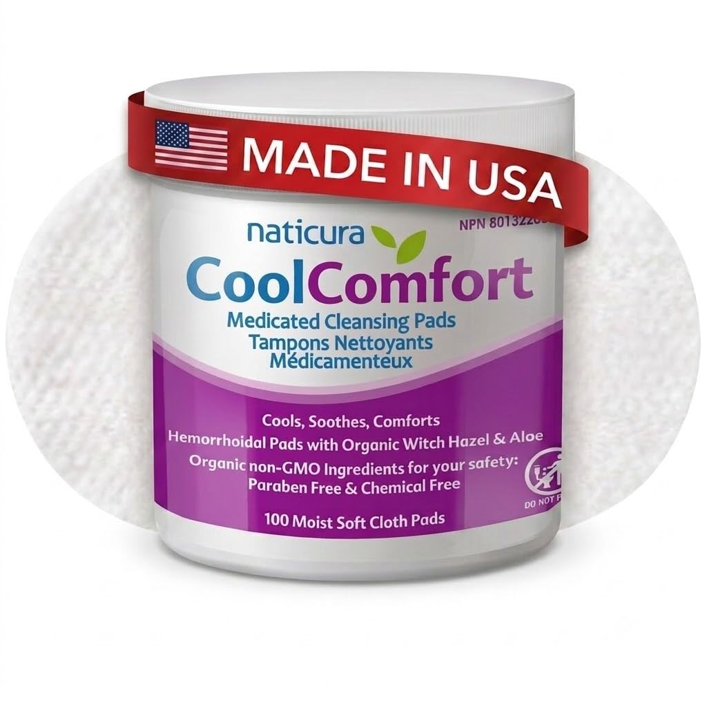 CoolComfort Personal Cleansing Pads with Organic Witch Hazel and Aloe Vera