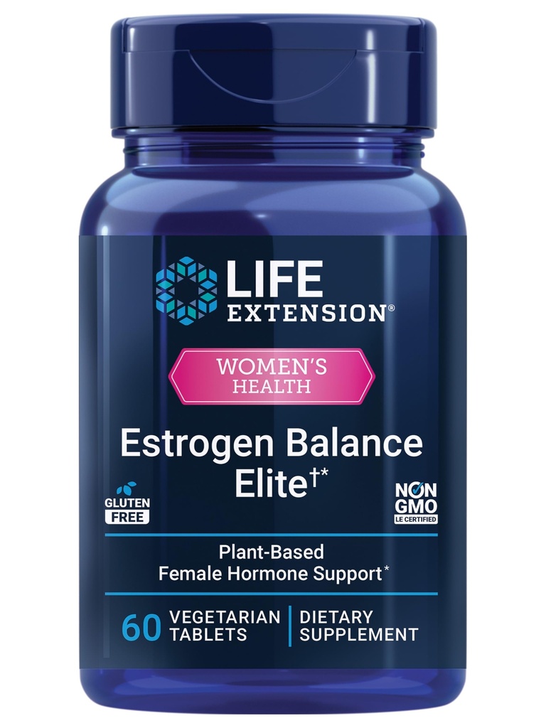 Ekstensi Hidup Estrogen Elite, Tambahan Dukungan Menopause, Keseimbangan Hormone, Flashes panas, Cuaca Malam, Dryness Vaginal, Gluten- Bebas, Non-GMO, Vegetarian, 60 Tablet.