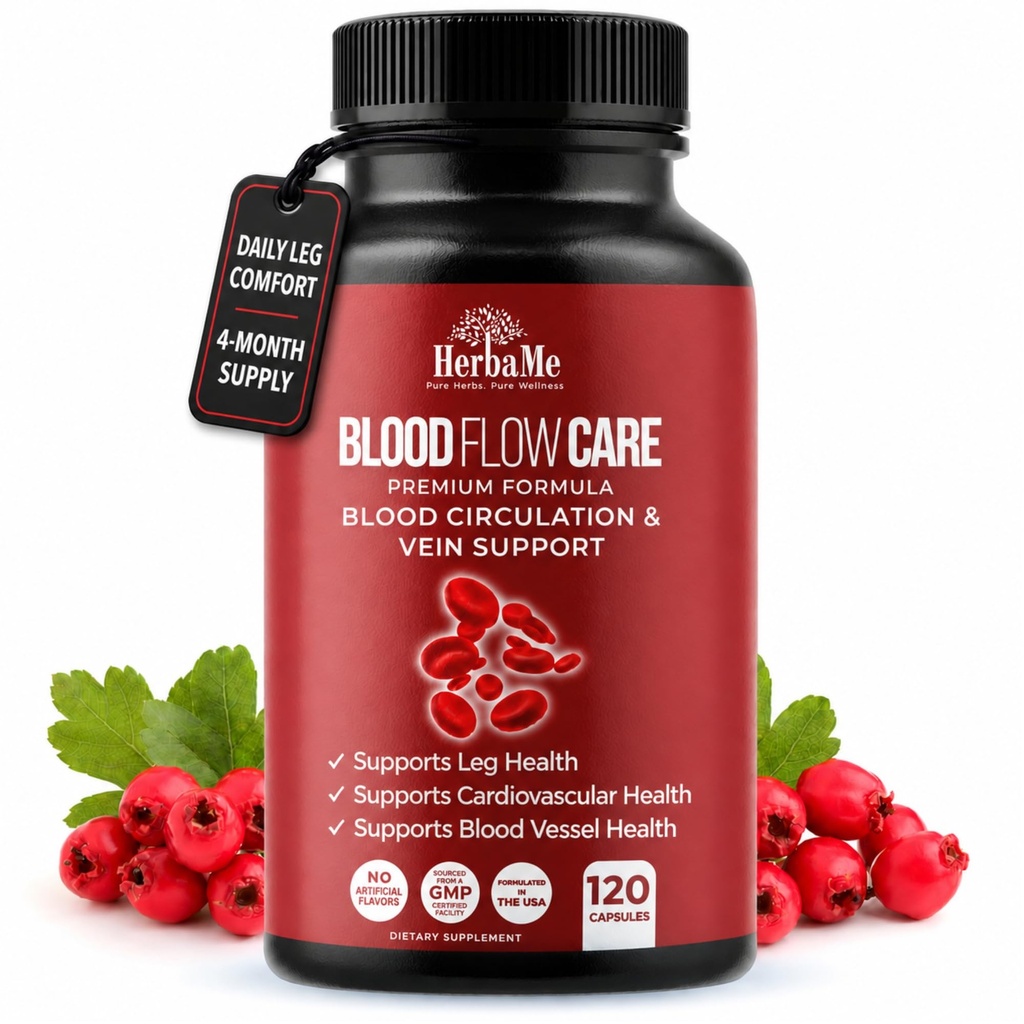 Suplemen Sirkulasi Darah, 120 Capsules, Mendukung Leg Vein, Heart, Vessel dan Kesehatan Kardiovaskular dengan Niacin, L-Arginine, Ginger, Cayenne Pepper, Hawthorn, Diosmin, Pil Darah Flow