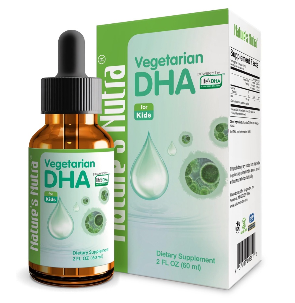 Alam Nutra Vegetarian DHA, Premium Liquid DHA untuk Bayi, Bayi, Anak-Anak, Non-GMO, DHA 100 mg, Sumber Tanaman Murni, 2 Fl Oz (60ml)