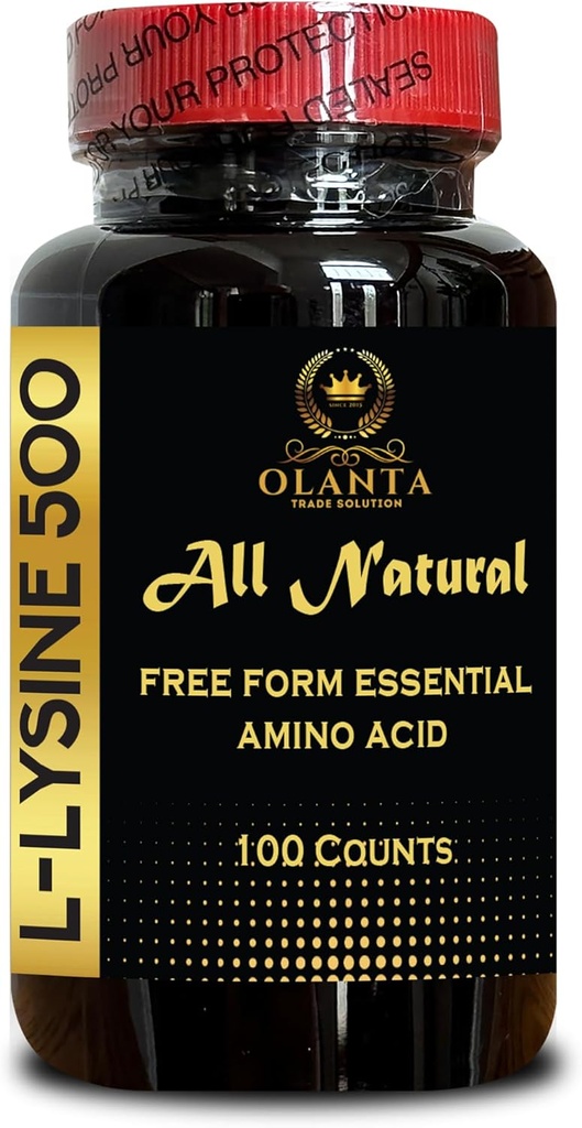 L-LYSINE 500 AMINO ACID - Collagen Support, Acids Acids, Immune System, Support Natural Primoting Stress, Supports Collagen Synthesis, Connective jaringan kesehatan - 100 Counts