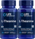 Ekstensi Hidup L- Theanine, 60 Vegetarian Capsules (Paket 2) - Amino Dibuang dari Tea - Gluten- Bebas, Non- GMO