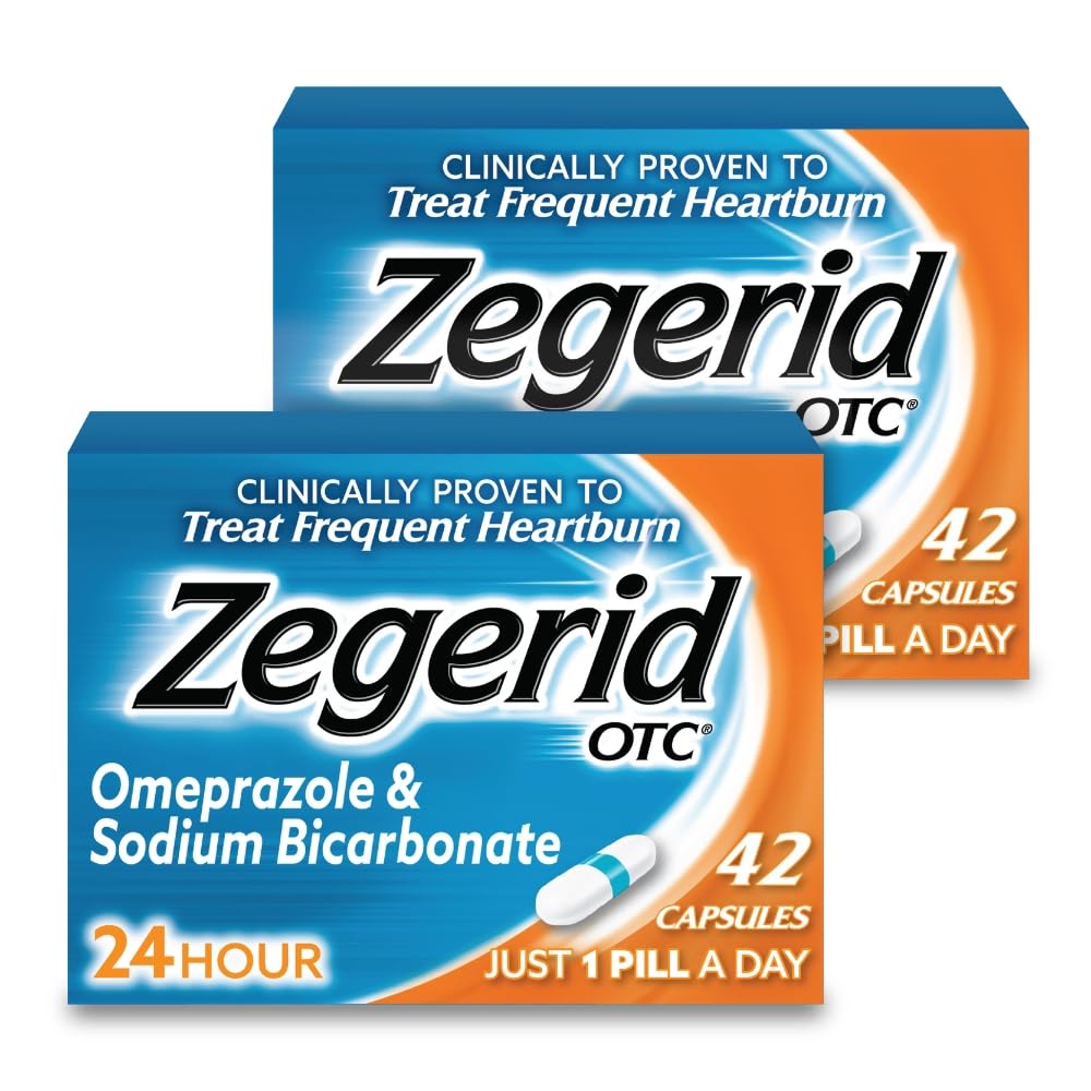 Zegerid OTC, Relief Heartburn 24- Hour Heartburn, Acid Reflux Medicine and Antax, Trets Frequent Heartburn, Omeprazole 20mg + Sodium Bikarbonat, Proton Pump Inhibitor (PPI), Two 42ct Cartons