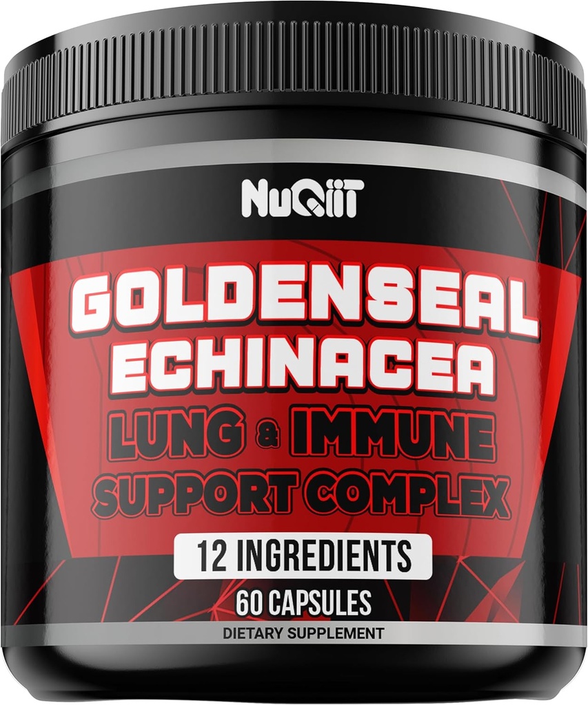 Goldenseal Root Capsule dengan Echinacea, Panax Ginseng Root, Kompleks Dukungan Immune sebagai Elderberry, Bulb Basik - 60 Capsules Kesehatan, Keseimbangan Tubuh & Lebih - Goldenseal Root Powder