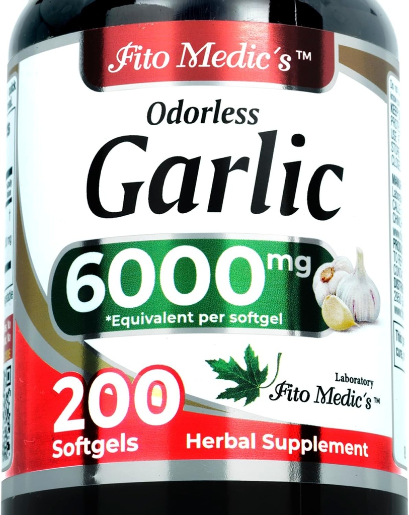 Lab FITO MEDIC: 124; Suplemen Bawang putih 124; Pil Bawang Putih: Odorless Bawang Putih 124; 200 Softgels