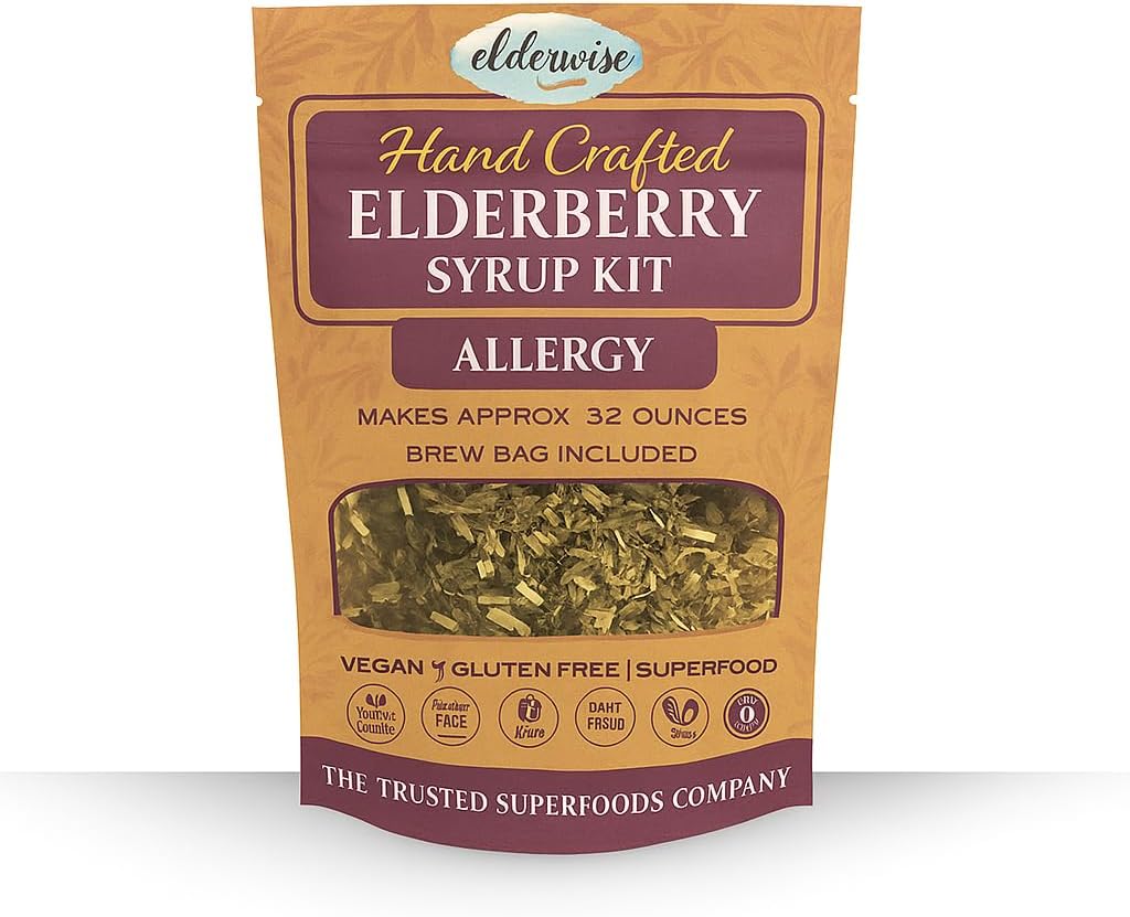 Elderberry Syrup Kit - Allergy Dukung Membuat Pendekatan. 32Oz - Dilengkapi dengan Brewing Bag - Ingrediens - Elderberry - Rosebulps - Ginger - Nettle - Cinnamon - Cloves - Elderwise