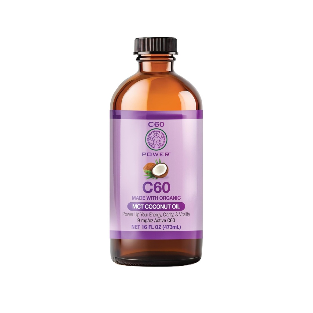 C60 Purple Power Organic MCT Coconut Oil, Organic Cold- Menekan Coconut Oil, 99,99% Pure C60 Karbon Fullerenes (16 oz)