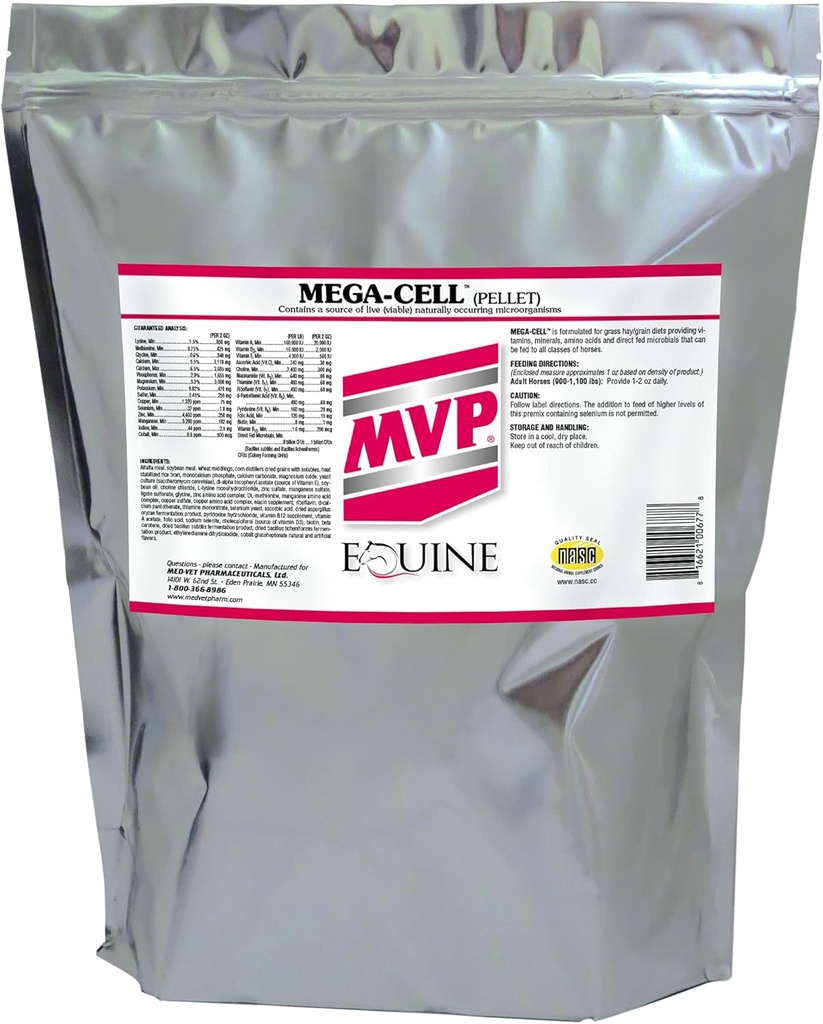 Mega- Cell (10lb) Balanced Vitamin & Mineral Dukungan untuk Kuda