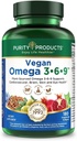 Produksi Kesucian Vegan Omega 3 - 6-9 Formula - "5 in 1" Estious Acid Complex - Secara ilmiah Formulated Formulated Omega 3 6 9 Essult Acids (EFA) - 3 Pasokan Bulan - 180 Softgels