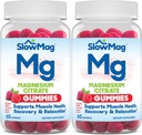 SlowMag Magnesium Citrate Gummies, 60 Count, Support Muscle Health, Natural Berry Flavor, Recovery & Relation Pack of 2