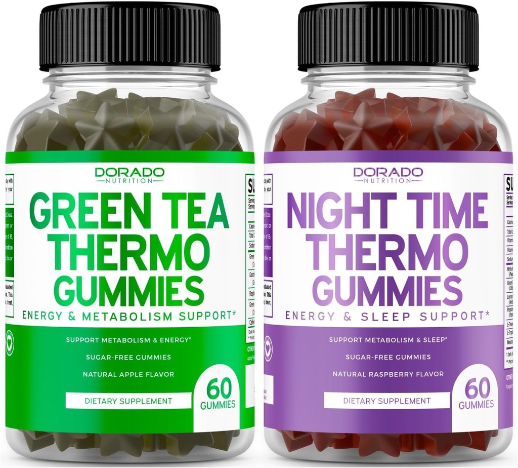 Green Tea Fat Burner Gummies (60 Count) - Appetite Suppressant Weight Los Suplement and Night Time Fat Burner Gummies (60 Count) Weight Los & Metabolisme Supplemen - Third Party Tested - USA Made
