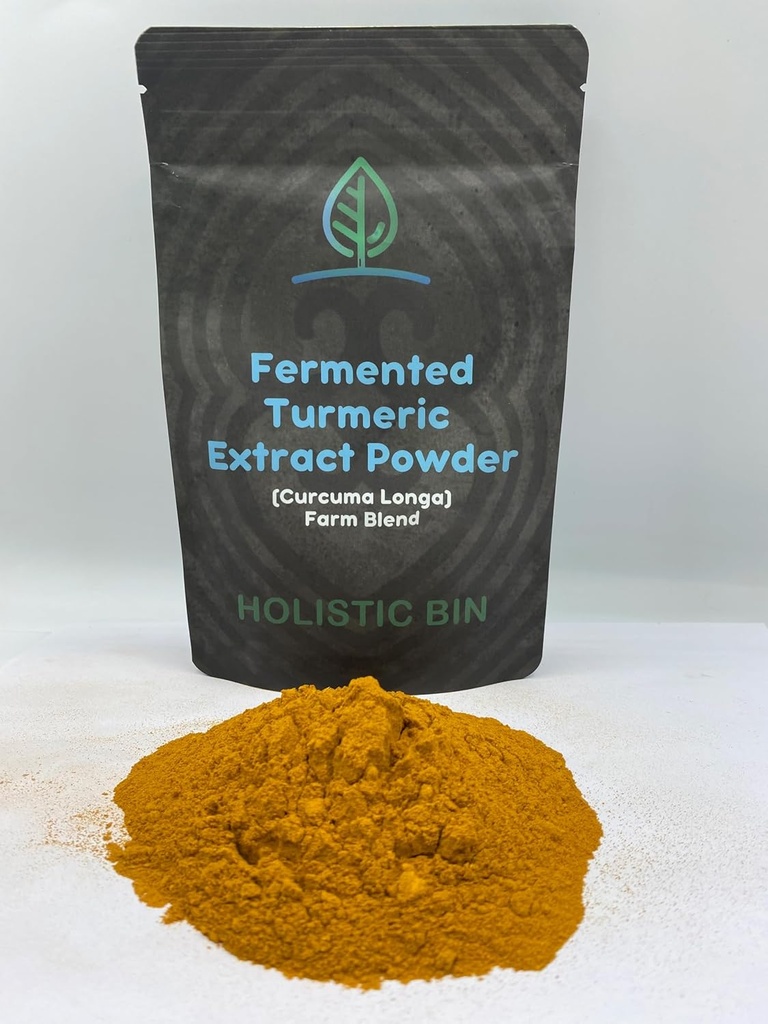 Holistic Bin Fermented Turmeric Powder (White Gold) Cucurma Longa Farm Blend Curcumin dengan Ginger - 56 Grams