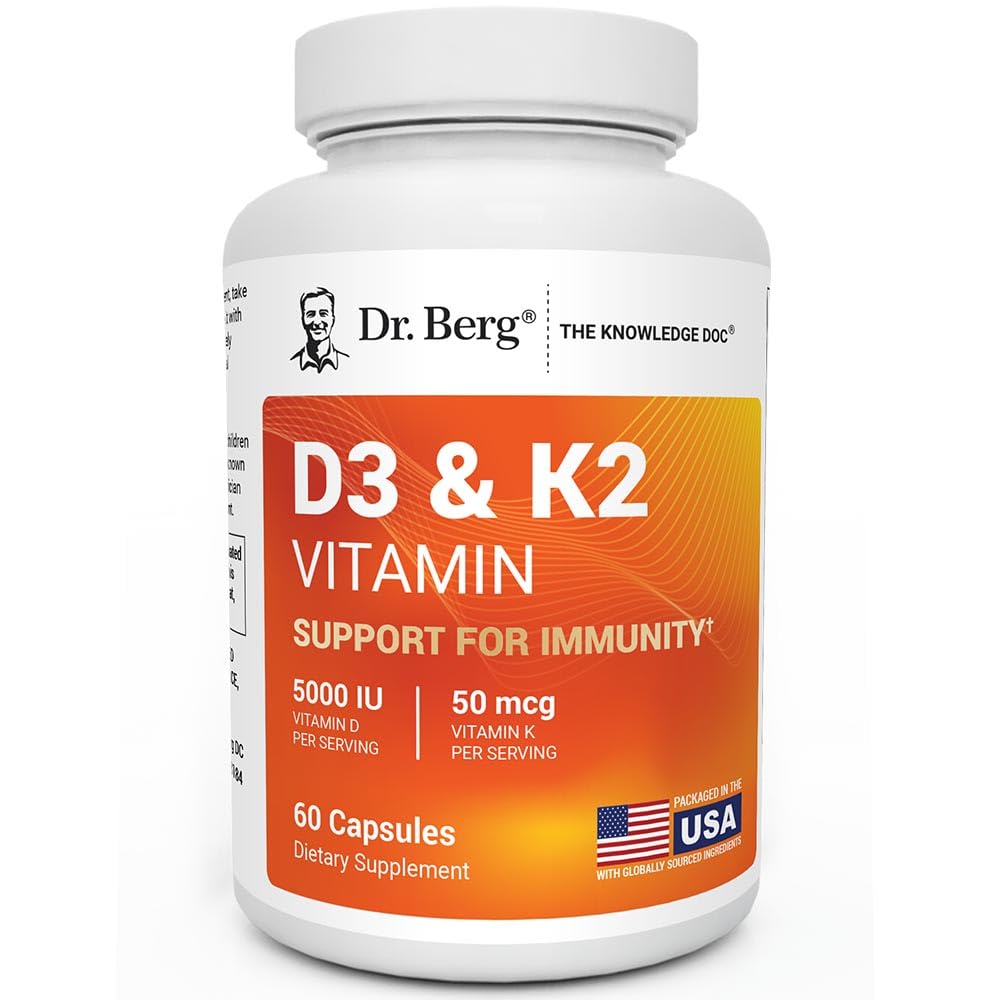 Kekuatan Maksimal Dr Berg 2-in- 1 Vitamin D3 5000 IU = 124; Alal D3 14; 4X Buruh Diverifikasi & Verifikasi 124; Absorpsi Tinggi Formula 124la; K2 D3 Vitamin Suplemen - 60 Capsules