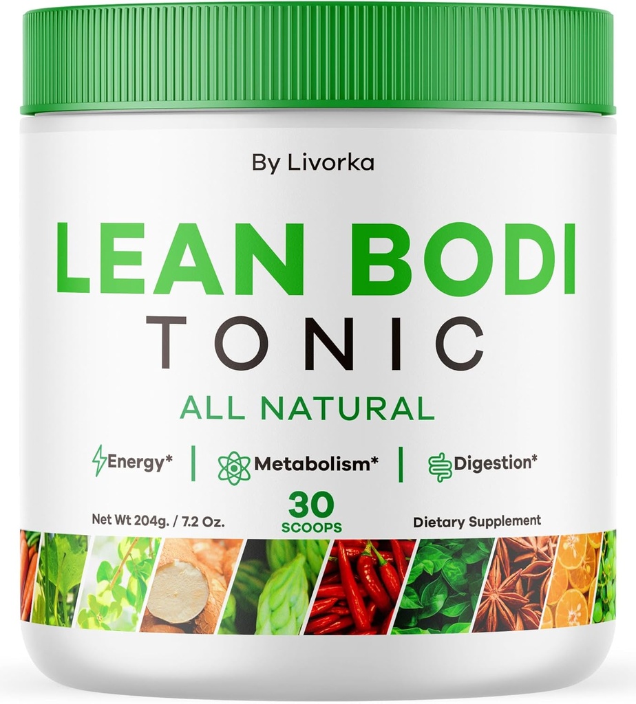 LIVORKA Lean Bodi Tonic, All Natural Advanced Formula Powder - 30 pelayan selama 1 Bulan