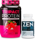 Powder Protein Nutrologi TRIACT, 7-in 1 Penggantian Meal Shake, Superberry (40 Pelayan) Zen Natural Magnesium Tambahan (30 Pelayan)