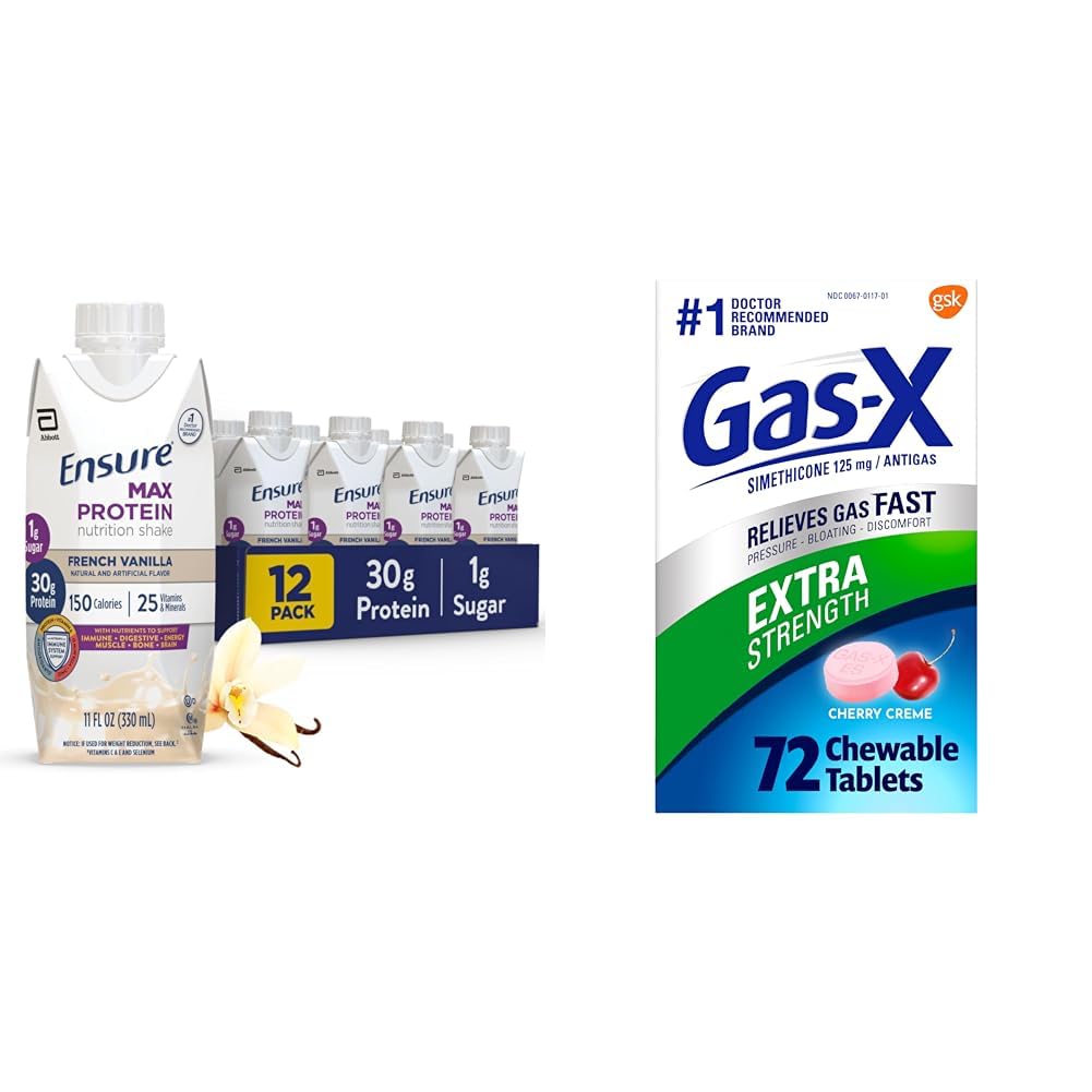 Pastikan Max Protein Nutrition Shake dengan 30g Protein & Gas-X Ekstra Kekuatan Relief Gas Dapat Disalurkan dengan Simethacon 125 mg, 72 Cacah