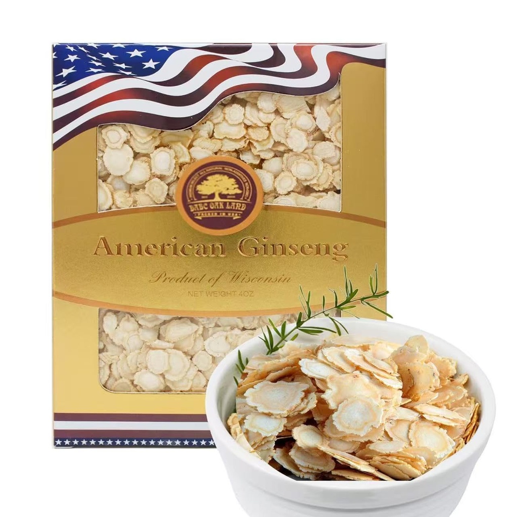 American Ginseng Slices from Wisconsin, DOL American Wisconsin Ginseng Slices Root for Tea, Energy for Men Women Mental Health Boosts Imunity, Gluten Free, Dalley / Aversus Round 1 Box kecil 4 Ounces
