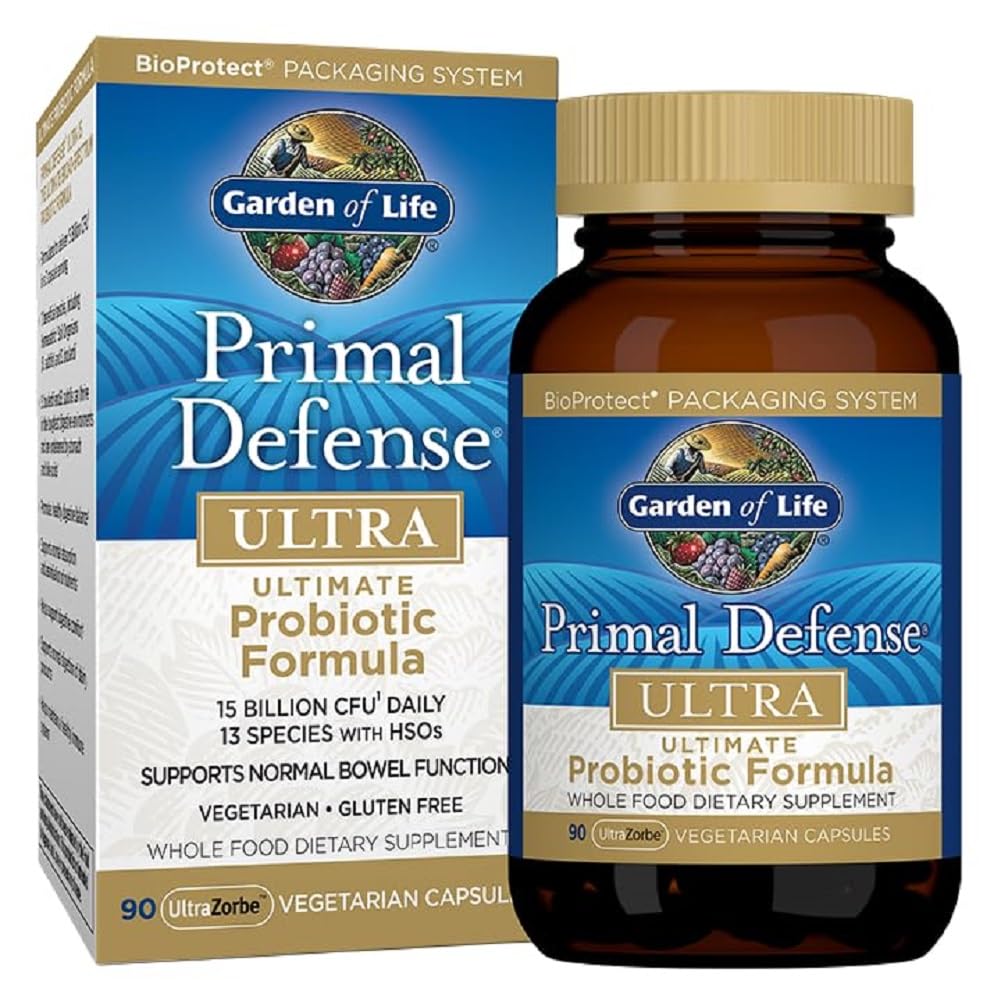 Garden of Life Propoles for Digetical Health Saldo, Primal Defense Ultra Formula, 15 Milyar CFU dan 13 Strains Plus HSOs, Vegetarian and Gluten Free, 90 Capsules