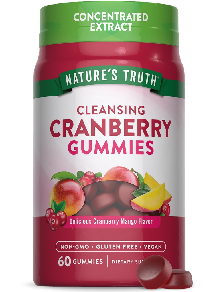 Nature 's Truth Cranberry Gummies = 124; 60 Count 124; Vegan, Non- GMO & Gluten Free Supplement = 124; Cranberry Mango Flavor