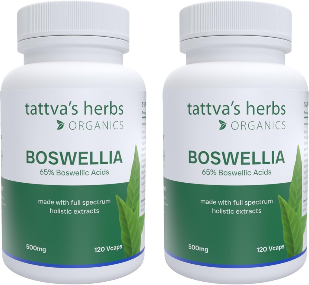 Herttva 's Boswellia Serrata Suplemen, Boswellia Extract Capsules, Dukungan Bersama, Ekstrak CO2, Bubuk Kompleks Boswellia, 2- Pack, 240 Count, 500 mg - 25 Tahun Layanan Premium