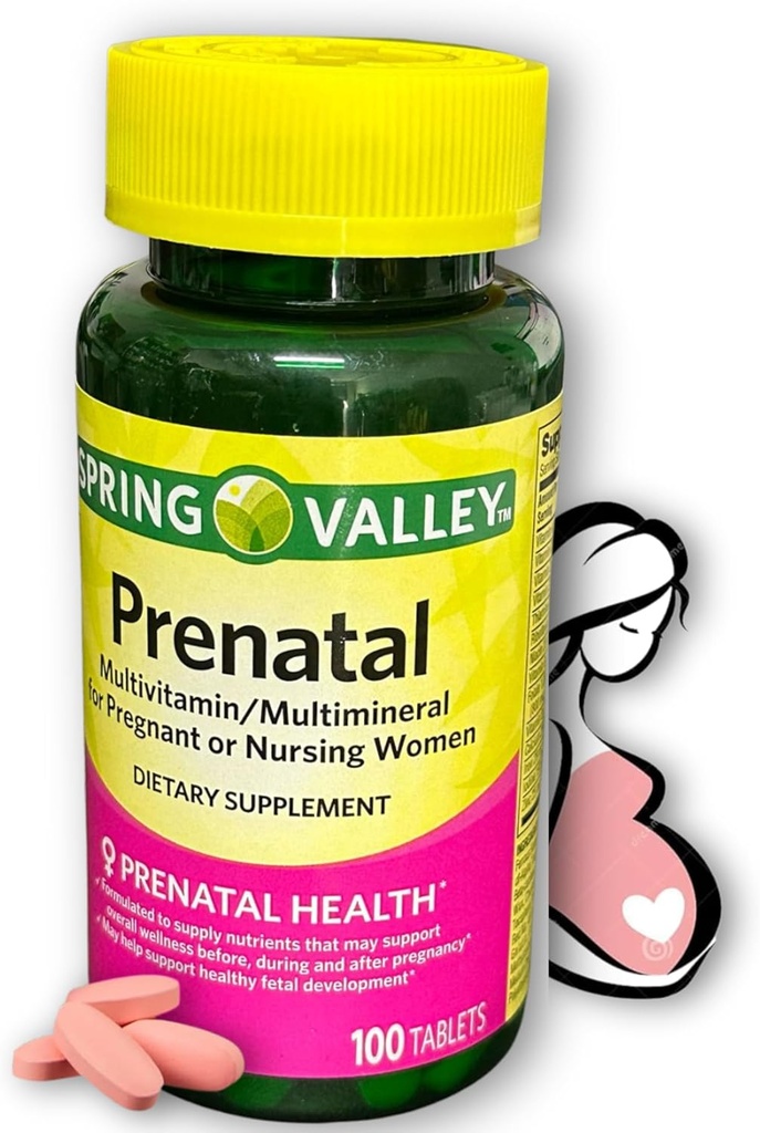 Prenatal Vitamin - Multivitamin Multimineral untuk Pregnant and Nursing Women Tambahan Tablet 100 Ct
