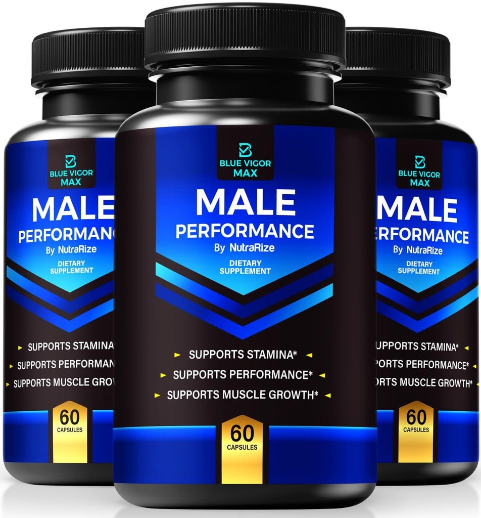 (3 Pack) Blue Vigor Max Pills for Men, All- Natural Formula untuk Pria Fitness dan Stamina, Premium Capsules for Daily Nutrition, Performance & Energy, Suplemen Resmi untuk Man Review (180 Capsules)