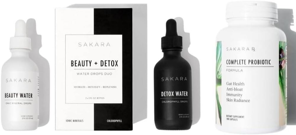 Sakara Beauty Water + Detox Air Drops & Complete Propole- Trace Mineral Drops & Chlorofil Cair Drops, Programfor Women Digetical Health