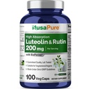 Kompleks NusaPure Luteolin dengan Rutin 200 mg 124; 100 Capsules 124; Vegetarian, Non- GMO & Vegan Flavonoid Formula