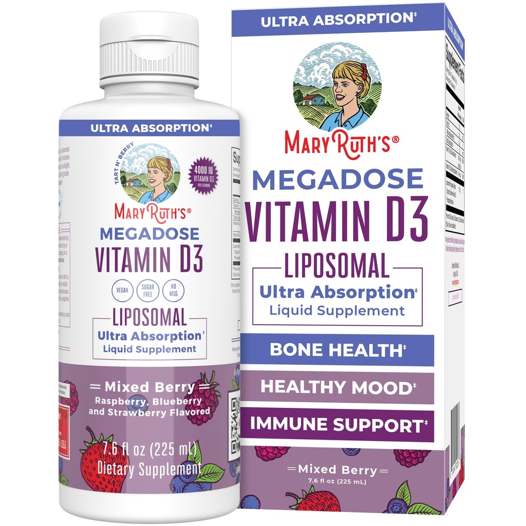 MaryRuth Organics Megadosa Vitamin D3 Lipomal 124; Vitamin D 4000 IU 124; Ultra Absorpsi 124; Imune Dukungan bagi orang dewasa 124; Bone Health 124; VIT D3 124; Vegan 124; Gula Bebas 124; Gluten Bebas 124; NN-GMO 124; 45