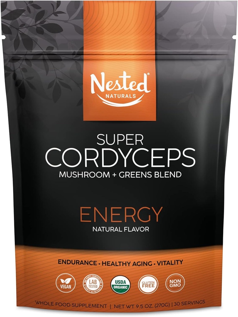 Super Greens Daily Greens Superfood Powder - Certified USDA Organic Green Pounder w / 20 + Whole Foods, Spirulina Powder, Wheat & Barley Grass - Prograce, Fiber & Enzymes - Cordyceps, 30 Pelayan