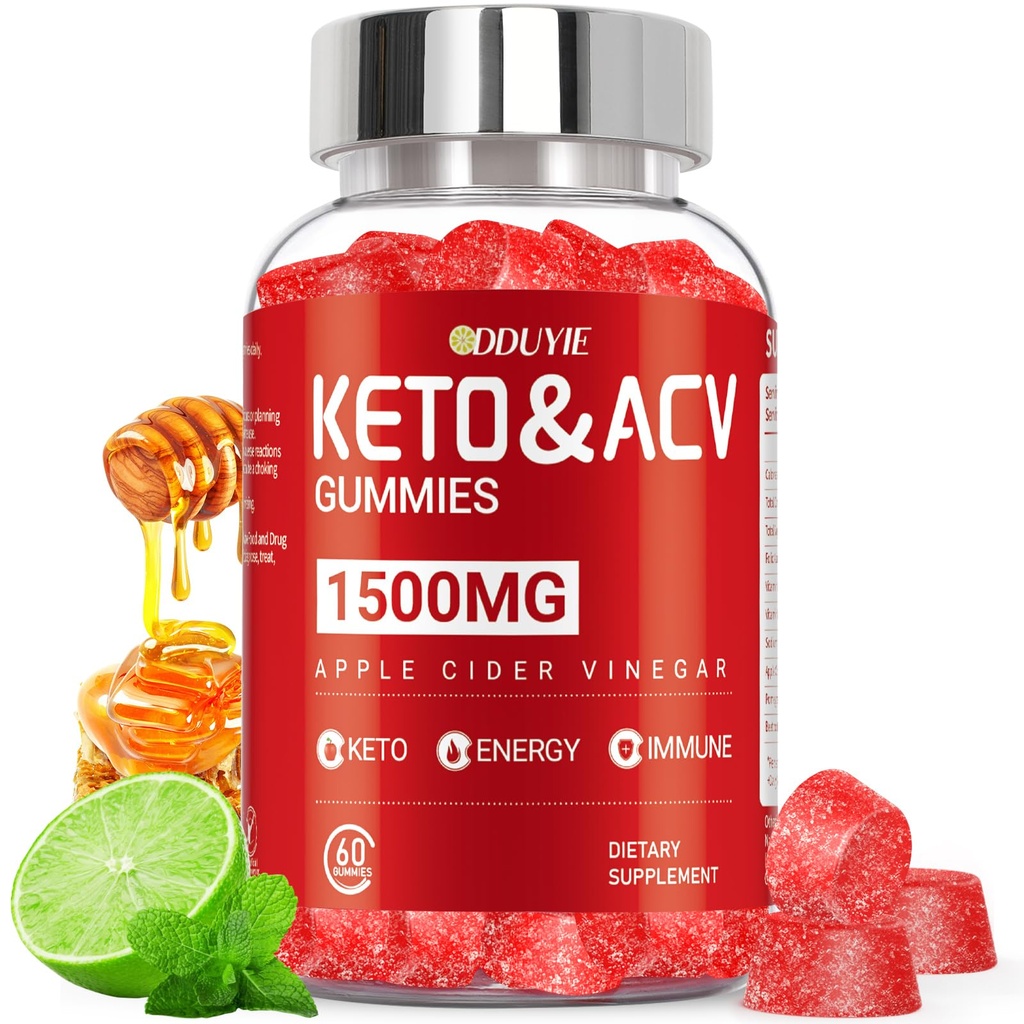(1 Pack) Apple Cider Vinegar Gummies = 124; Keto ACV Gummies for Support Metabolisme & Fat Burn with Vitamin B6 & B12 & B12; ACV Suplemen 124; Lemon Honey Flavor 124; 60 Vegan untuk Perempuan dan Pria