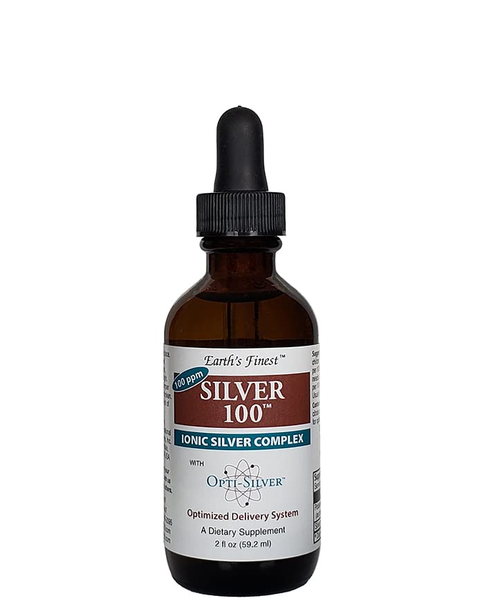 Pelengkap Perak 100 Ionic dengan Opti- Silver Optimined Kiriman untuk Dukungan Imune - 100 plum, 2oz (59.2mL) - Dropper