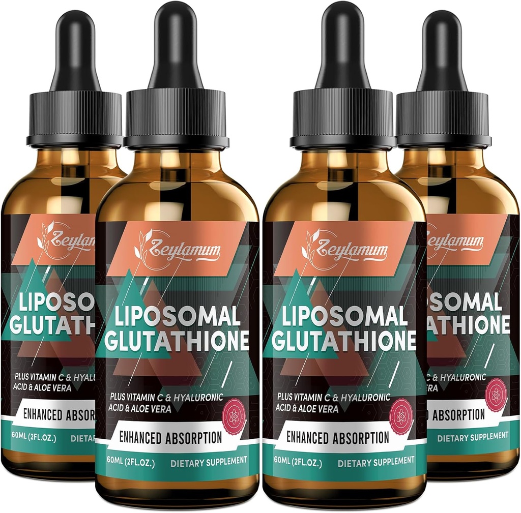 2000MG Lipomal Glutathione Liquid Drops, Ultra High Absorpsi, Detoksifikasi Alam, Imune System & Skin Suprot *, L- Glutathione, Vitamin C & Hyaluronic Acid, Capsules Alternatif, 8.08 OZ