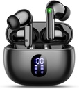 Amazness Wireless Earbuds Bluetooth 5.3 Ear Buds, Hi-Fi Stereo Bass Eds dengan 48H Playtime & LED Tampilan, Headphone ringan ringan dengan Mic, IPX7 Waterproof, Touch Control for iPhone