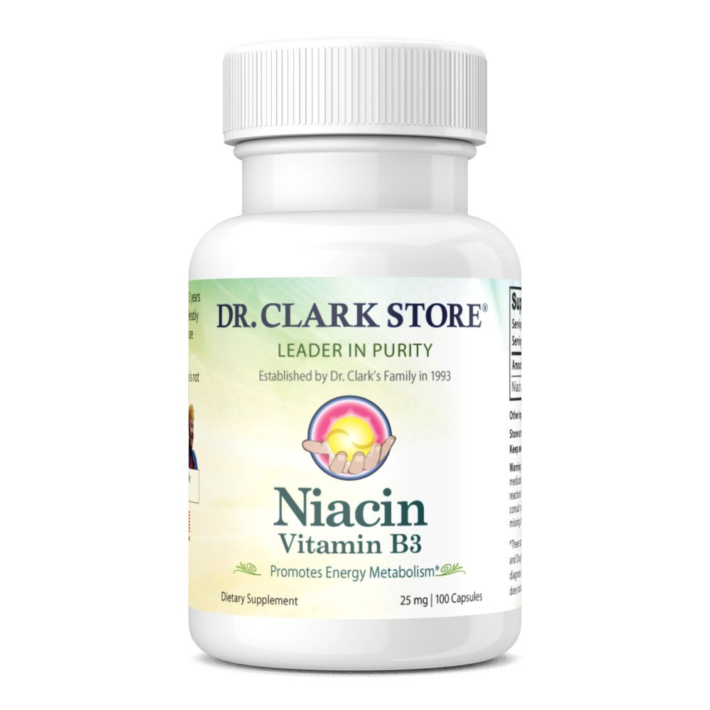 Dr. Clark Niasin (Vitamin B3) Suplemen - 25mg, 100 Lentin Kapsul, Mendukung Sirkulasi & Tingkat Cholesterol Sehat