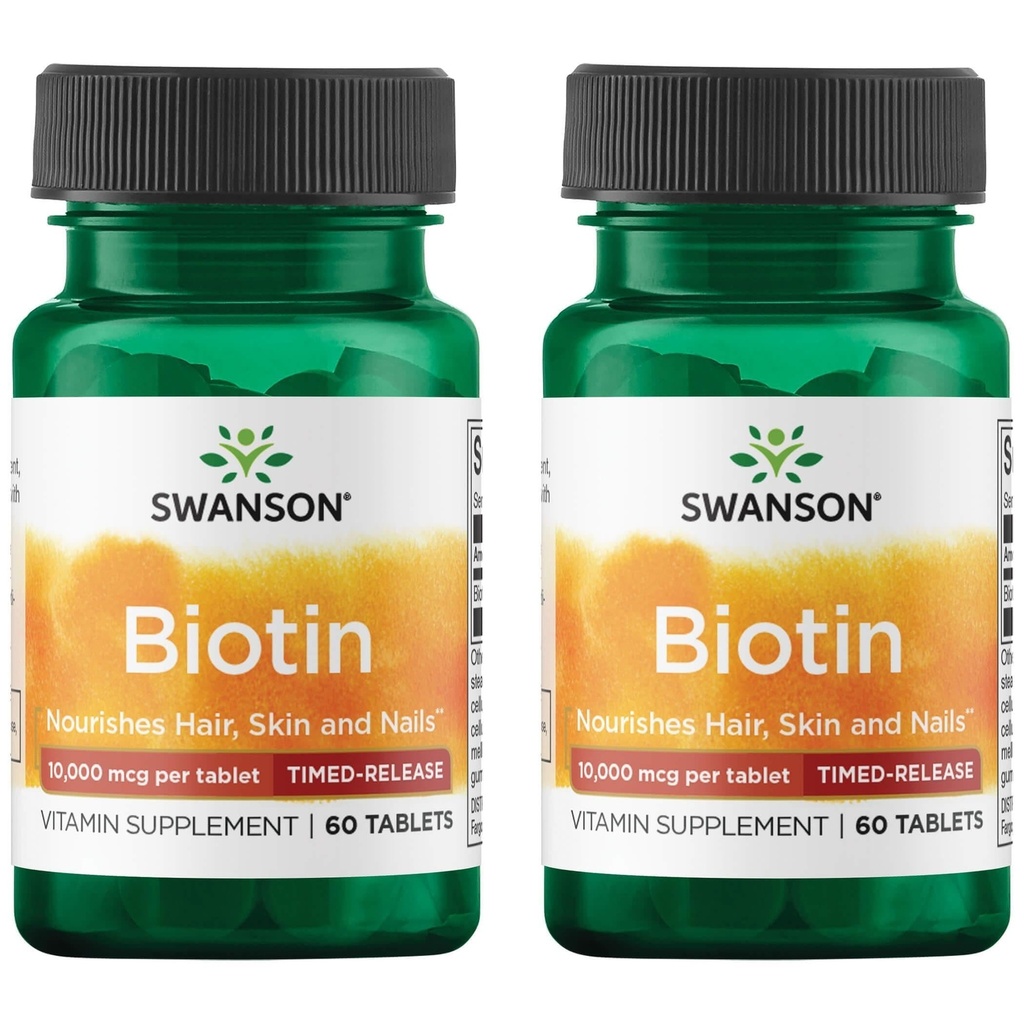 Swanson Biotin - Timed- Rilis 10.000 mcg 60 Tab (2 Pack)