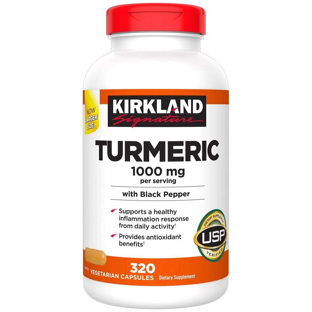 Kirkland Signature Turmeric dengan Black Pepper, 1000mg (320 Cacah)