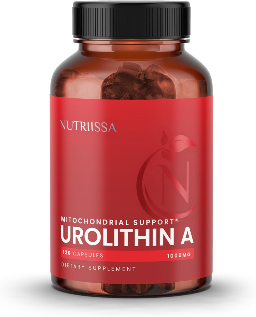 Nutriissa Urolithin A 10000mg - Advanced Cellular Reperemenation, Muscle Strength - EPEB Disahkan untuk Kemurnian & Potensi - Vegan, 120 Kapsul