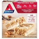 Atkins Vanilla Pecan Crisp Protein Meal Bar, High Fiber, 1g Sugar, 4g Net Carb Replacement, Keto Friendly, 5 Count