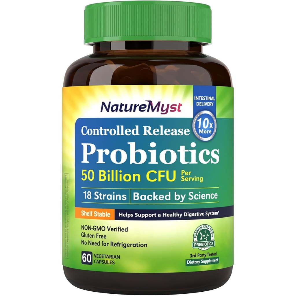 50 Miliar Probiotic Strains, 60 Veggie Capsules - Non-GMO, Gluten Free