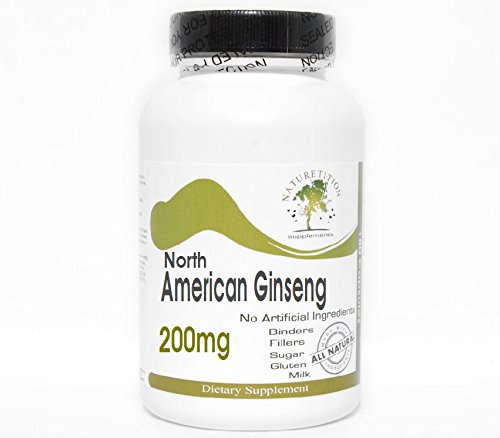 Ginseng Amerika Utara 200mg ~ 200 Kapsul - Tanpa Addititives ~ Suplemen Naturesor