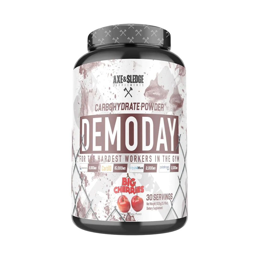 Axe & Sledge Supplemen Demo Day Intra- Workout Carbohydder dengan Cluster Dextrin, Carb10, Hydromax, & Palatinose, Enhances Performance dan Pumps, 30 Servings (Big Cherries)