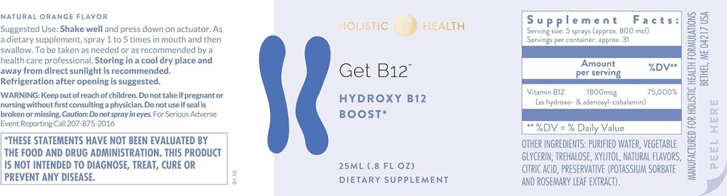 Holistic Health GET B12 ™ Semprot 25ML (.8 FL oz)